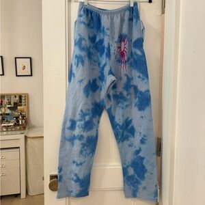 Blue and white tie dye sweatpants straight leg Sz: XS/S stretchy waist band